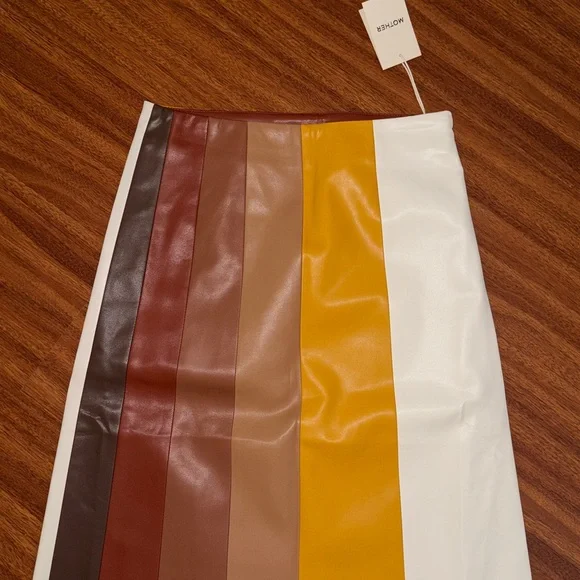 NWT MOTHER The Bits And Pieces Skirt Faux Leather Multicolored Size M 70s - Picture 6 of 15